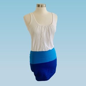 Arden B. Sleeveless Bandeau Dress White + Blue